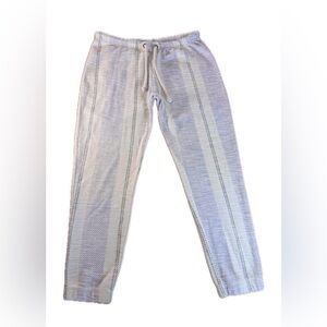 Ocean Drive Women’s French Terry Lounge Pants Striped Blue Taper Leg Size Large